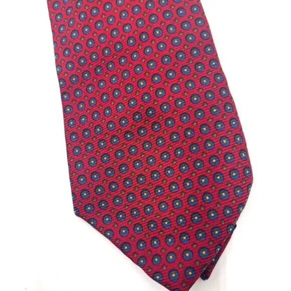 Lauren Ralph Lauren Silk Tie Classic Fit Burgundy Blue Vintage - Picture 2 of 4